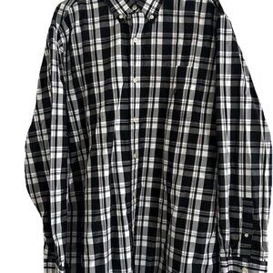 Chaps Men's Plaid Button Down Shirt - Black and White